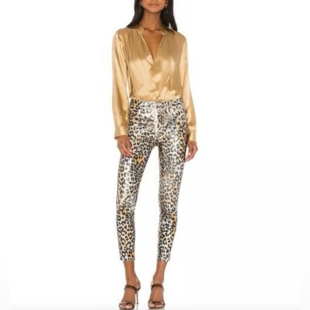 NWT- L'AGENCE Size 25 Margot high rise Skinny Leopard
Foil Women's jeans